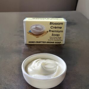 Blossom Crème natural handmade soap for dry and sensitive skin, made with pure natural cream, coconut oil, and aloe vera for deep hydration and a glowing complexion