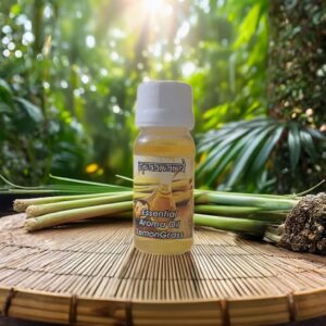 "Pure lemongrass essential oil bottle for glowing skin and healthy hair in India"